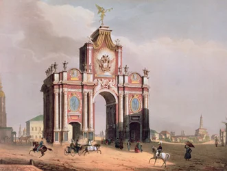 La Porte Rouge à Moscou, imprimée par Lemercier, Paris, 1840s